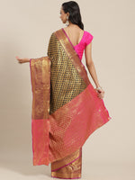 Thumbnail for Black Brocade Woven Zari Design Paisely Saree with Unstitched Blouse - Hiral Fashion - Distacart