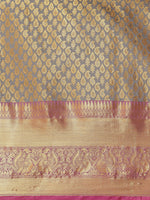 Thumbnail for Gray Brocade Woven Zari Design Paisely Saree with Unstitched Blouse - Hiral Fashion - Distacart