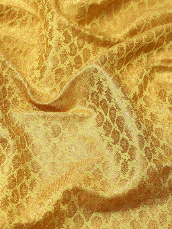 Yellow Brocade Woven Zari Design Paisely Saree with Unstitched Blouse - Hiral Fashion - Distacart