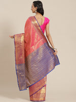 Thumbnail for Pink Brocade Woven Zari Design Paisely Saree with Unstitched Blouse - Hiral Fashion - Distacart