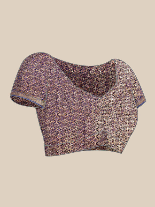 Pink Brocade Woven Zari Design Paisely Saree with Unstitched Blouse - Hiral Fashion - Distacart