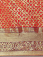 Thumbnail for Red Brocade Woven Zari Design Paisely Saree with Unstitched Blouse - Hiral Fashion - Distacart