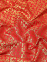 Thumbnail for Red Brocade Woven Zari Design Paisely Saree with Unstitched Blouse - Hiral Fashion - Distacart