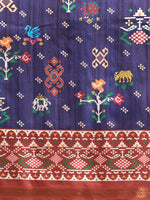 Thumbnail for Navy Blue Silk Blend Digital Print Patola Saree with Unstitched Blouse - Hiral Fashion - Distacart