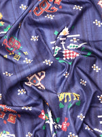 Thumbnail for Navy Blue Silk Blend Digital Print Patola Saree with Unstitched Blouse - Hiral Fashion - Distacart