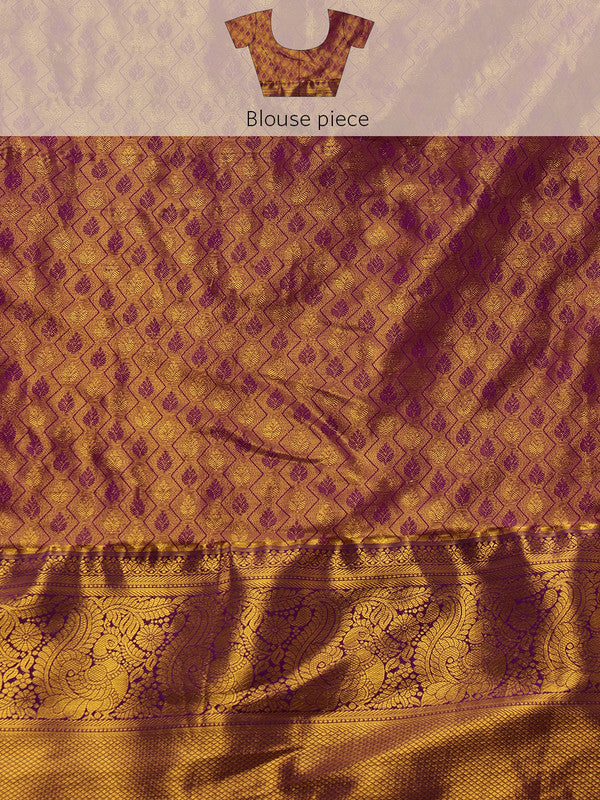 Mustard Pure Silk Woven Zari Design Floral Saree with Unstitched Blouse - Hiral Fashion - Distacart