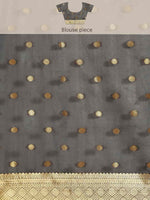 Thumbnail for Black Pure Silk Zari Woven Polka Dots Saree with Unstitched Blouse - Hiral Fashion - Distacart