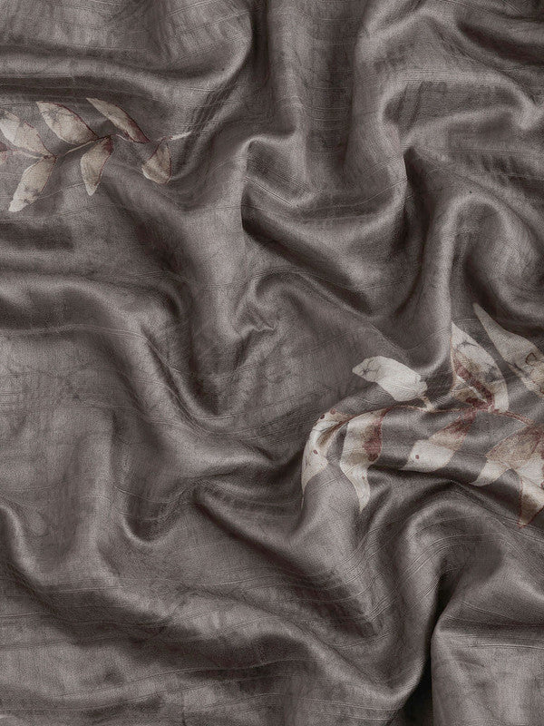 Brown Silk Blend Digital Print Floral Saree with Unstitched Blouse - Hiral Fashion - Distacart