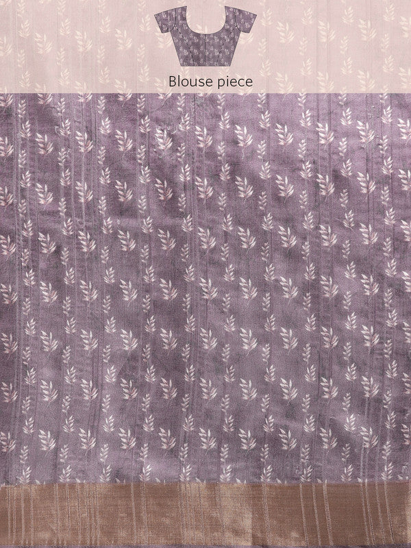 Lavender Silk Blend Digital Print Floral Saree with Unstitched Blouse - Hiral Fashion - Distacart