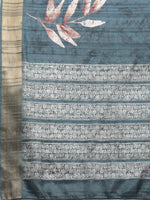 Thumbnail for Turquoise Silk Blend Digital Print Floral Saree with Unstitched Blouse - Hiral Fashion - Distacart