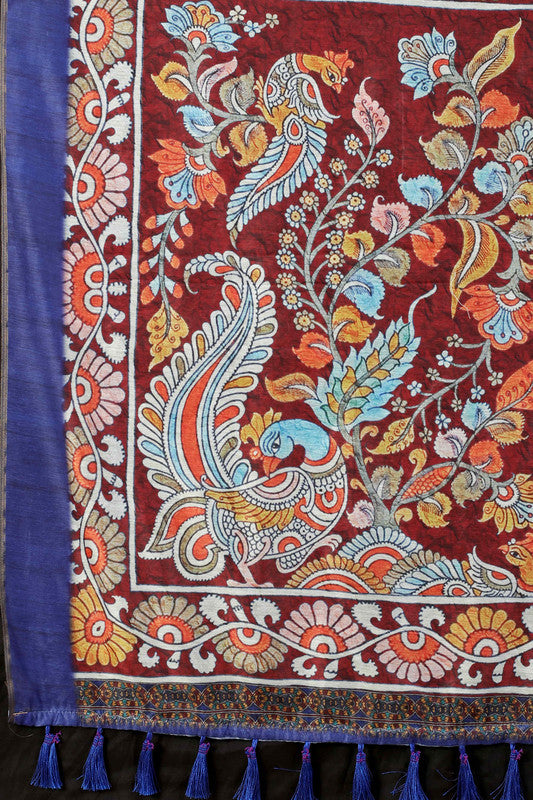 Blue Cotton Blend Printed Bandhani Saree with Unstitched Blouse - Hiral Fashion - Distacart