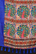 Thumbnail for Blue Cotton Blend Printed Geomatric Saree with Unstitched Blouse - Hiral Fashion - Distacart