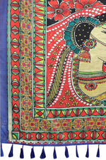 Thumbnail for Blue Cotton Blend Printed Kalamkari Saree with Unstitched Blouse - Hiral Fashion - Distacart
