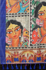 Thumbnail for Blue Cotton Blend Printed Kalamkari Saree with Unstitched Blouse - Hiral Fashion - Distacart