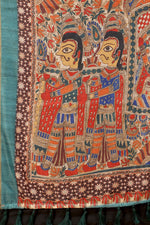 Thumbnail for Blue Cotton Blend Printed Kalamkari Saree with Unstitched Blouse - Hiral Fashion - Distacart