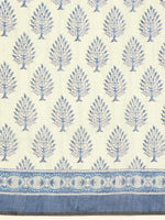 Thumbnail for Blue Cotton Blend Printed Dabu Saree with Unstitched Blouse - Hiral Fashion - Distacart