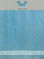 Thumbnail for Turquoise Cotton Blend Printed Dabu Saree with Unstitched Blouse - Hiral Fashion - Distacart