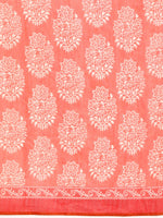 Thumbnail for Peach Cotton Blend Printed Dabu Saree with Unstitched Blouse - Hiral Fashion - Distacart