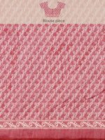 Thumbnail for Peach Cotton Blend Printed Dabu Saree with Unstitched Blouse - Hiral Fashion - Distacart