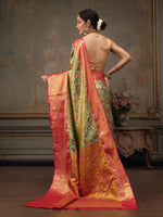Thumbnail for Green Pure Silk Woven Zari Design Floral Saree with Unstitched Blouse - Hiral Fashion - Distacart