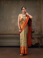 Thumbnail for Gray Pure Silk Woven Zari Design Floral Saree with Unstitched Blouse - Hiral Fashion - Distacart