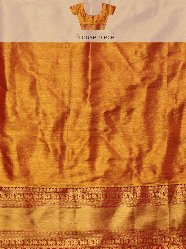 Gray Pure Silk Woven Zari Design Floral Saree with Unstitched Blouse - Hiral Fashion - Distacart