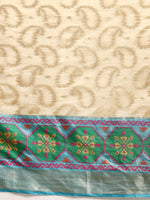 Thumbnail for Beige Silk Blend Woven Zari Design Paisley Saree with Unstitched Blouse - Hiral Fashion - Distacart