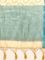 Thumbnail for Beige Silk Blend Woven Zari Design Paisley Saree with Unstitched Blouse - Hiral Fashion - Distacart