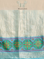 Thumbnail for Beige Silk Blend Woven Zari Design Paisley Saree with Unstitched Blouse - Hiral Fashion - Distacart
