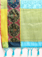 Thumbnail for Blue Silk Blend Woven Zari Design Geomatric Saree with Unstitched Blouse - Hiral Fashion - Distacart