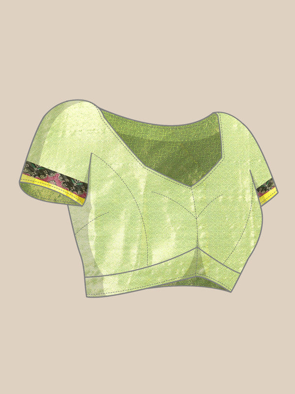 Blue Silk Blend Woven Zari Design Geomatric Saree with Unstitched Blouse - Hiral Fashion - Distacart