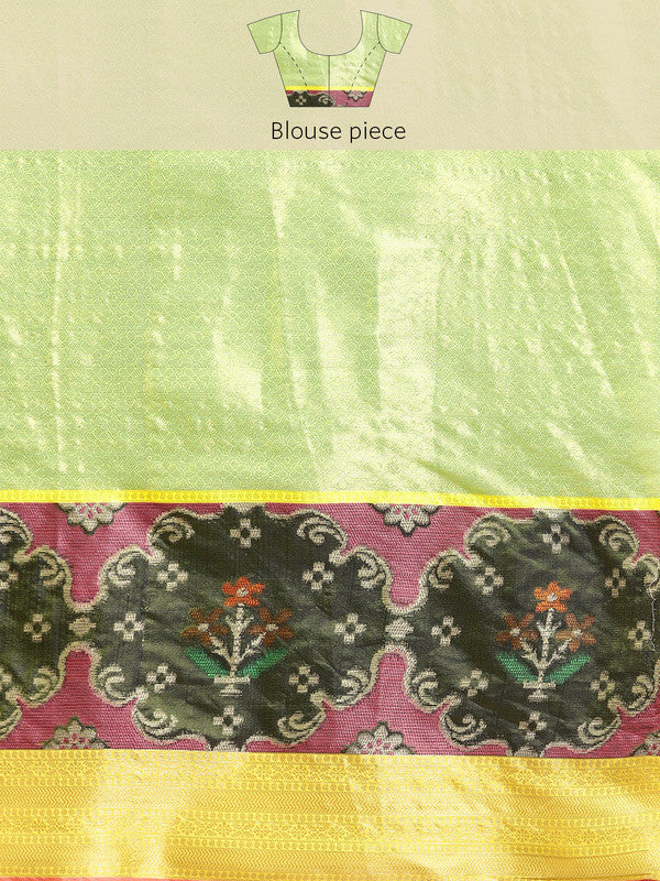 Blue Silk Blend Woven Zari Design Geomatric Saree with Unstitched Blouse - Hiral Fashion - Distacart