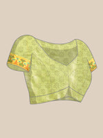 Thumbnail for Green Silk Blend Woven Zari Design Striped Saree with Unstitched Blouse - Hiral Fashion - Distacart