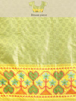 Thumbnail for Green Silk Blend Woven Zari Design Striped Saree with Unstitched Blouse - Hiral Fashion - Distacart