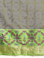 Thumbnail for Gray Silk Blend Woven Zari Design Geomatric Saree with Unstitched Blouse - Hiral Fashion - Distacart