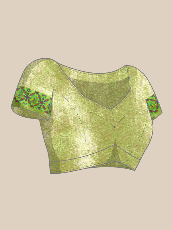 Gray Silk Blend Woven Zari Design Geomatric Saree with Unstitched Blouse - Hiral Fashion - Distacart