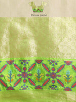 Thumbnail for Gray Silk Blend Woven Zari Design Geomatric Saree with Unstitched Blouse - Hiral Fashion - Distacart