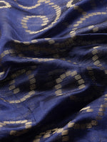 Thumbnail for Navy Blue Silk Blend Woven Zari Design Floral Saree with Unstitched Blouse - Hiral Fashion - Distacart
