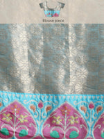 Thumbnail for Navy Blue Silk Blend Woven Zari Design Floral Saree with Unstitched Blouse - Hiral Fashion - Distacart