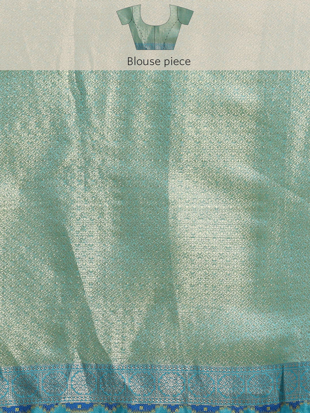 Green Silk Blend Woven Zari Design Geomatric Saree with Unstitched Blouse - Hiral Fashion - Distacart