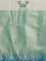 Thumbnail for Green Silk Blend Woven Zari Design Geomatric Saree with Unstitched Blouse - Hiral Fashion - Distacart