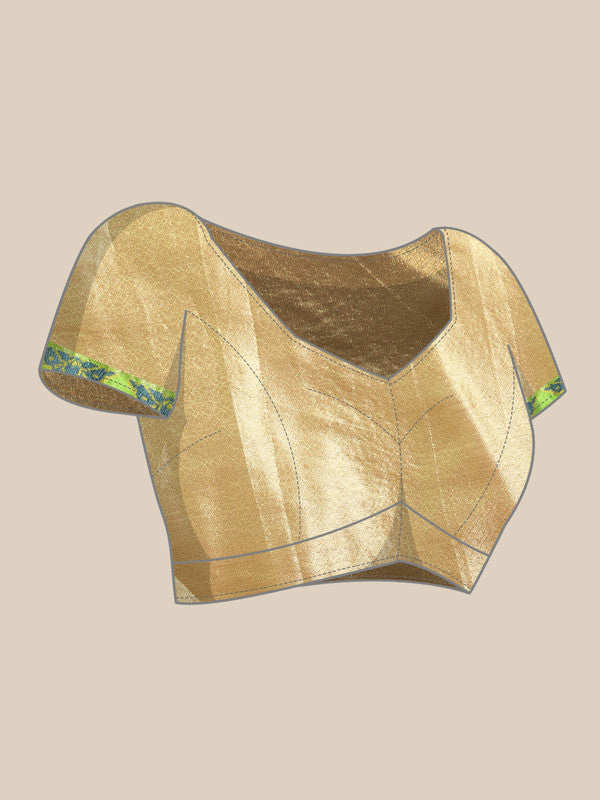 Pink Silk Blend Woven Zari Design Geomatric Saree with Unstitched Blouse - Hiral Fashion - Distacart