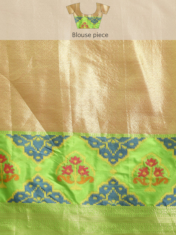 Pink Silk Blend Woven Zari Design Geomatric Saree with Unstitched Blouse - Hiral Fashion - Distacart