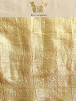 Thumbnail for Red Silk Blend Woven Zari Design Striped Saree with Unstitched Blouse - Hiral Fashion - Distacart