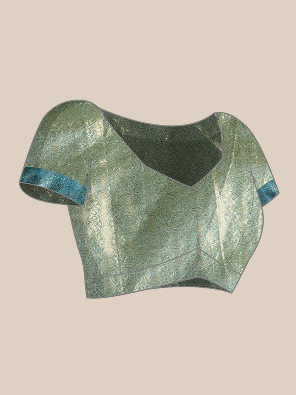 Yellow Silk Blend Woven Zari Design Geomatric Saree with Unstitched Blouse - Hiral Fashion - Distacart