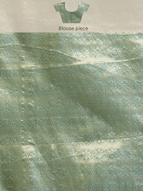 Yellow Silk Blend Woven Zari Design Geomatric Saree with Unstitched Blouse - Hiral Fashion - Distacart