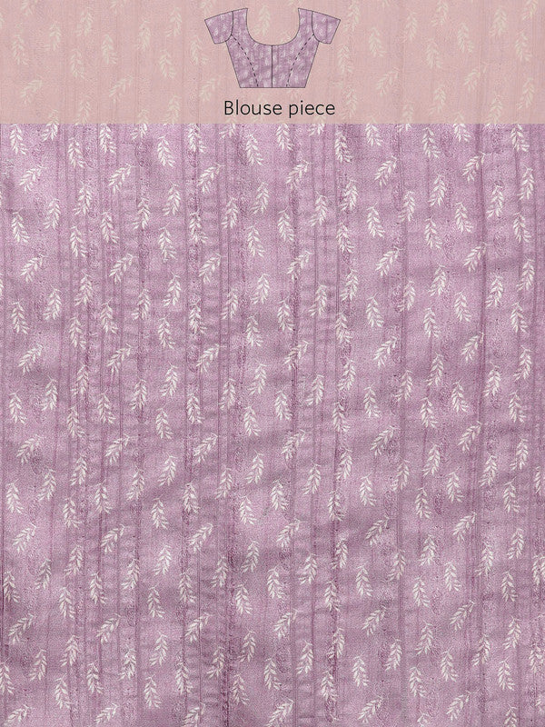 Lavender Silk Blend Digital Print Floral Saree with Unstitched Blouse - Hiral Fashion - Distacart