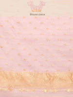 Thumbnail for Light Pink Pure Cotton Woven Zari Design Floral Saree with Unstitched Blouse - Hiral Fashion - Distacart