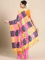 Thumbnail for Pink Pure Cotton Woven Zari Design Paisley Saree with Unstitched Blouse - Hiral Fashion - Distacart