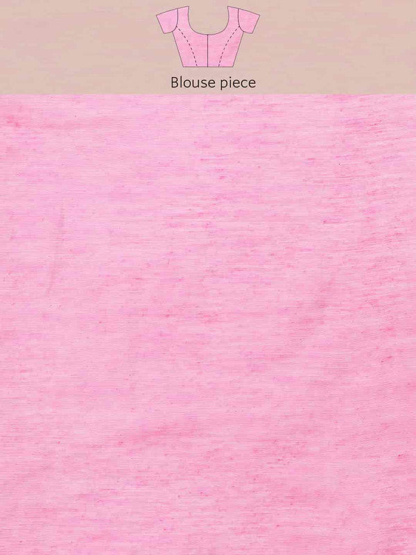 Pink Pure Cotton Woven Zari Design Paisley Saree with Unstitched Blouse - Hiral Fashion - Distacart